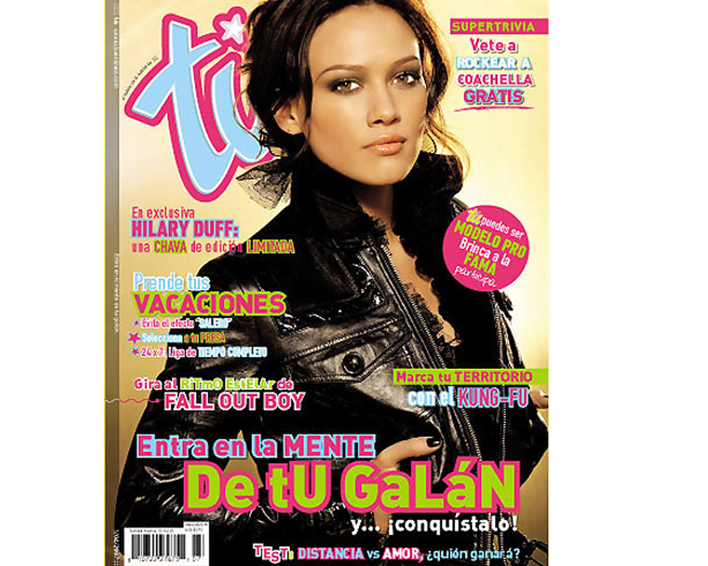 portada de revista tu con Hilary duff 